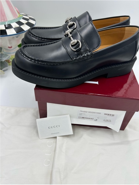 Gucci Black Leather Horsebit Slip-On Loafers. Size 11. Fits 11.5 main image 10